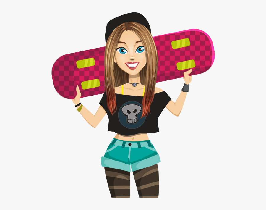 Skate Girl Png - Cartoon , Free Transparent Clipart - ClipartKey