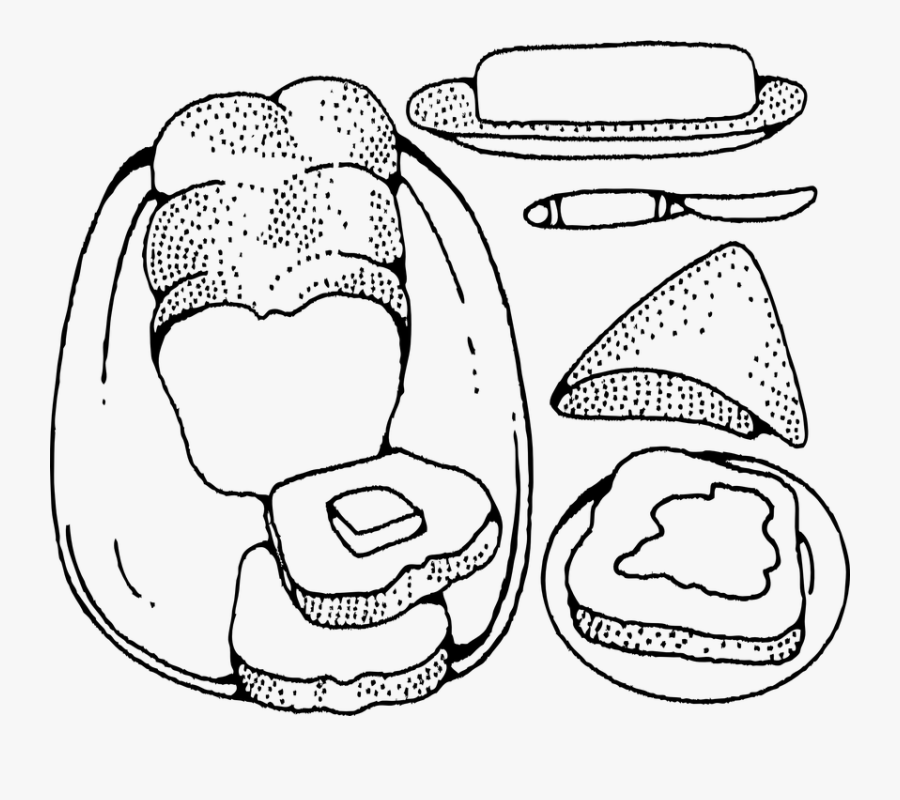 Bread, Butter, Serving, Loaf, Sliced, Spread, Warm - Bread And Butter Black And White, Transparent Clipart