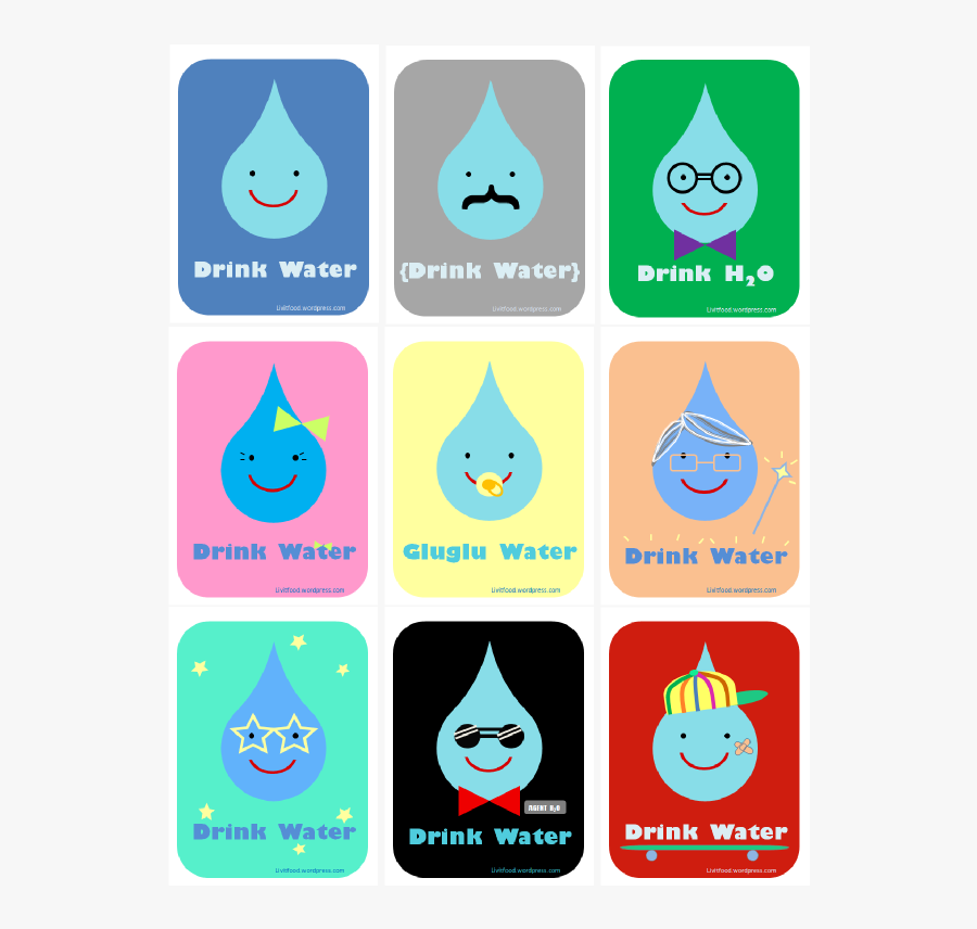 Waterprint - Printable Drinking Water Posters, Transparent Clipart