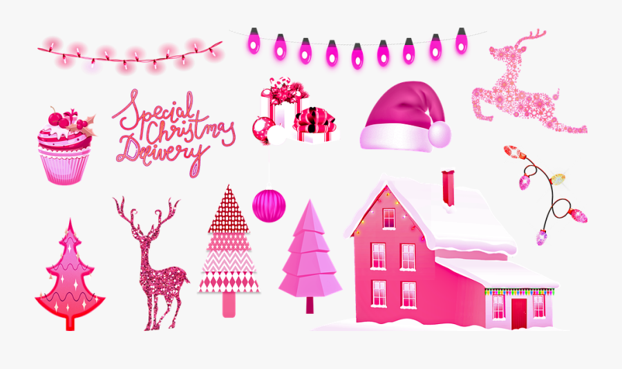 Pink Christmas, Christmas, Pink Lights, Decoration - Christmas Day, Transparent Clipart