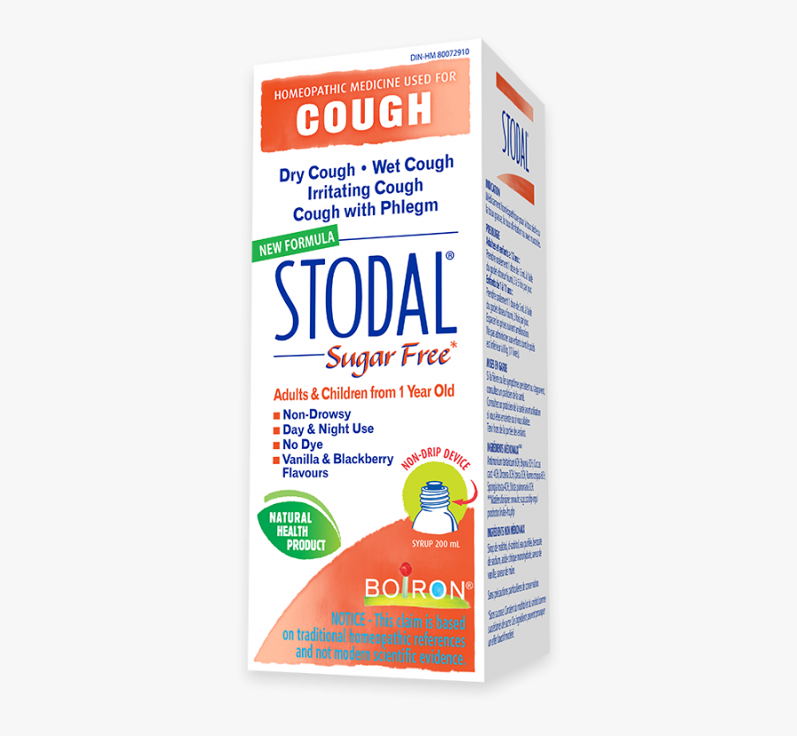 Stodal Sugar Free For Dry Cough Or Wet Cough, Irritating - Packaging And Labeling, Transparent Clipart