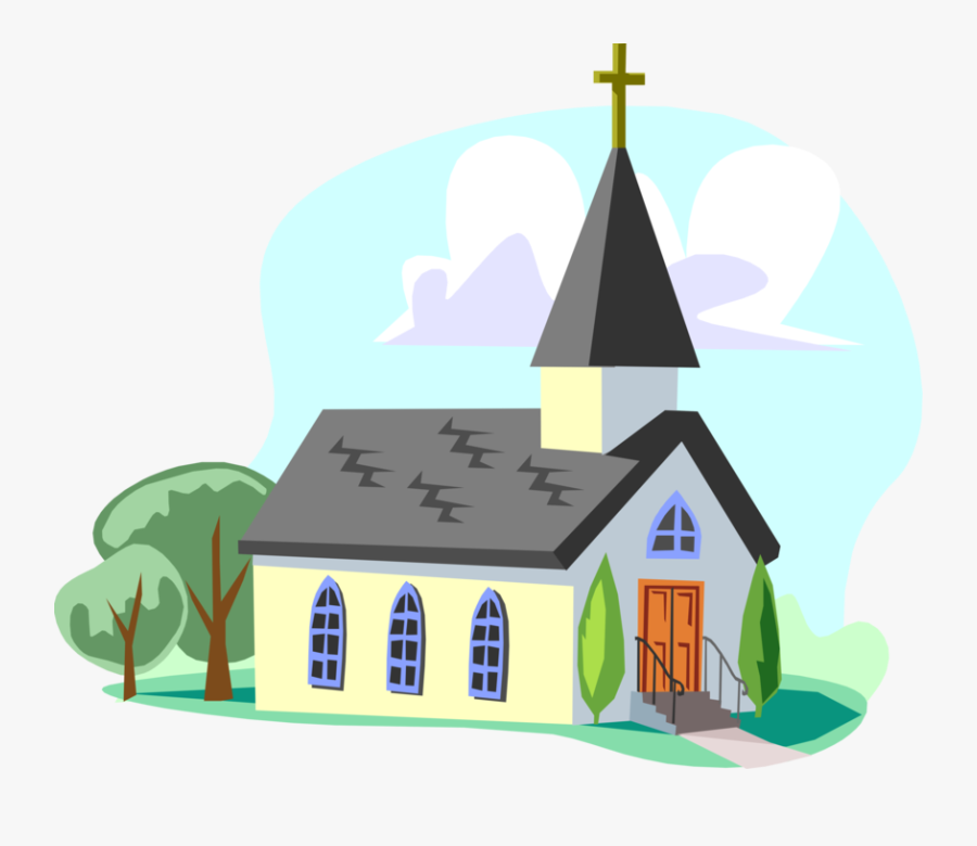 Vector Illustration Of Christian Church Cathedral House - Imagen De Una Iglesia En Caricatura, Transparent Clipart