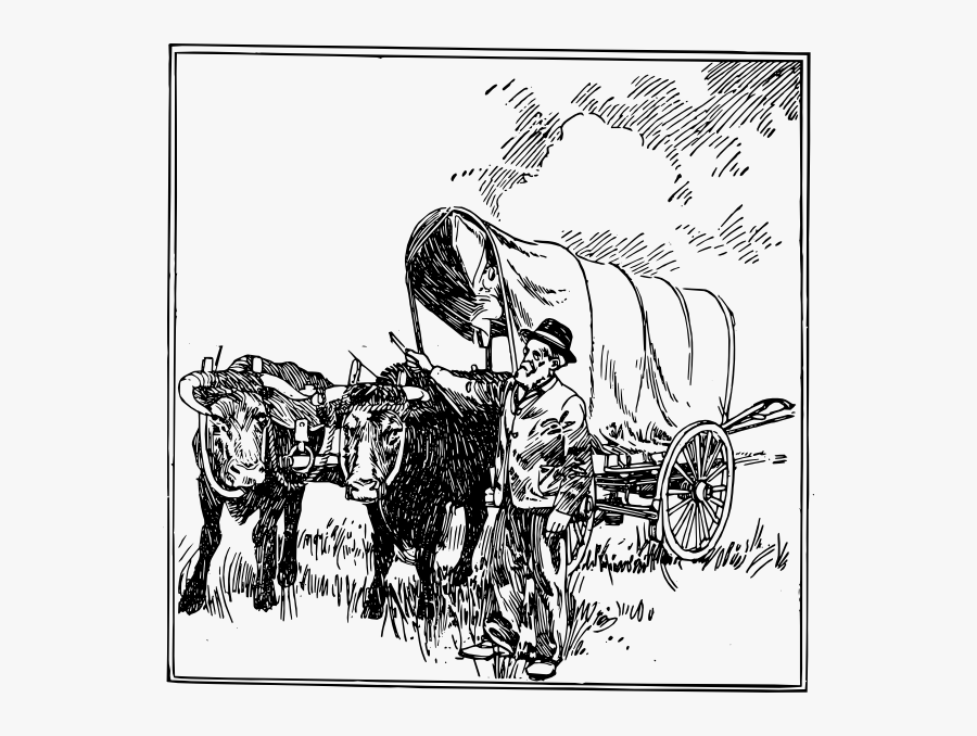 Black And White Covered Wagon Train Clipart, Transparent Clipart