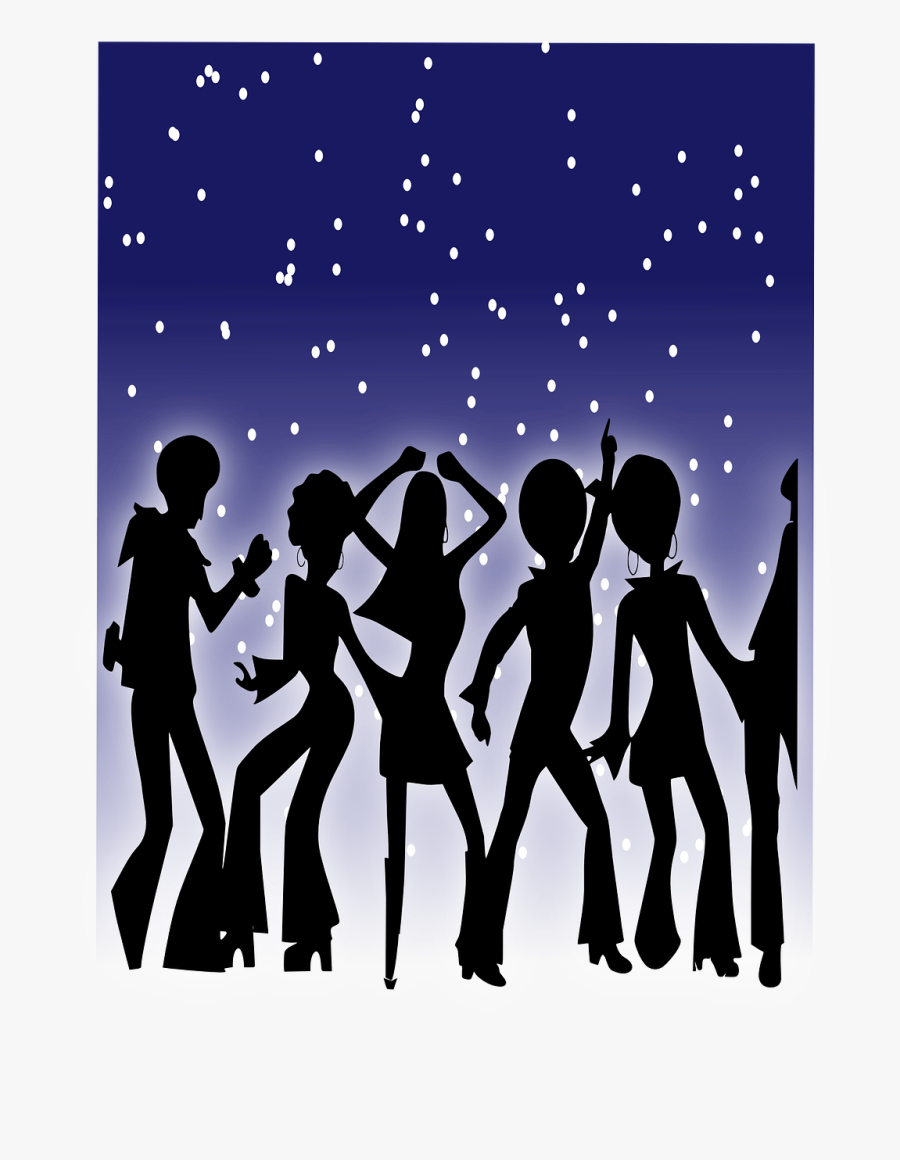 Crowd, Dancing, Disco, Party, Dance, Stars, Silhouette - 60 70 80 90 Music, Transparent Clipart