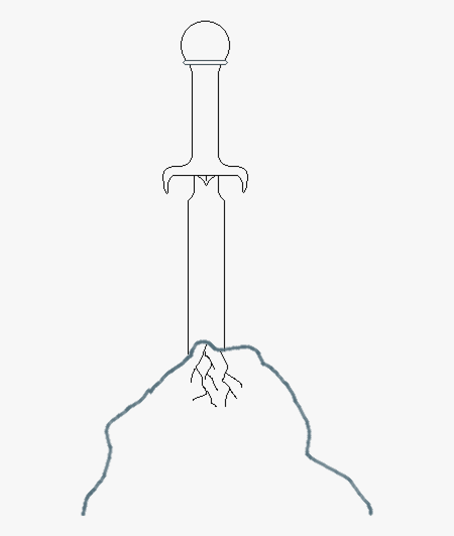 Sword In The Stone Template - Drawing, Transparent Clipart