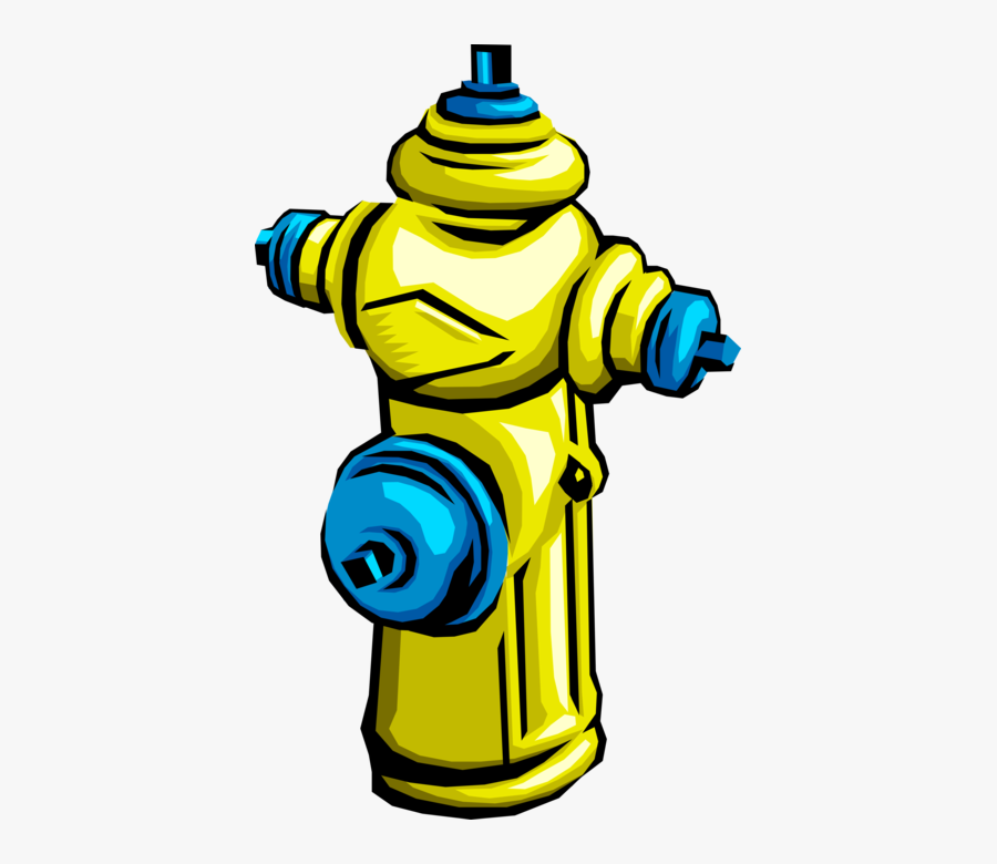Vector Illustration Of Yellow And Blue Fire Hydrant - Cartoon Yellow Fire Hydrant, Transparent Clipart