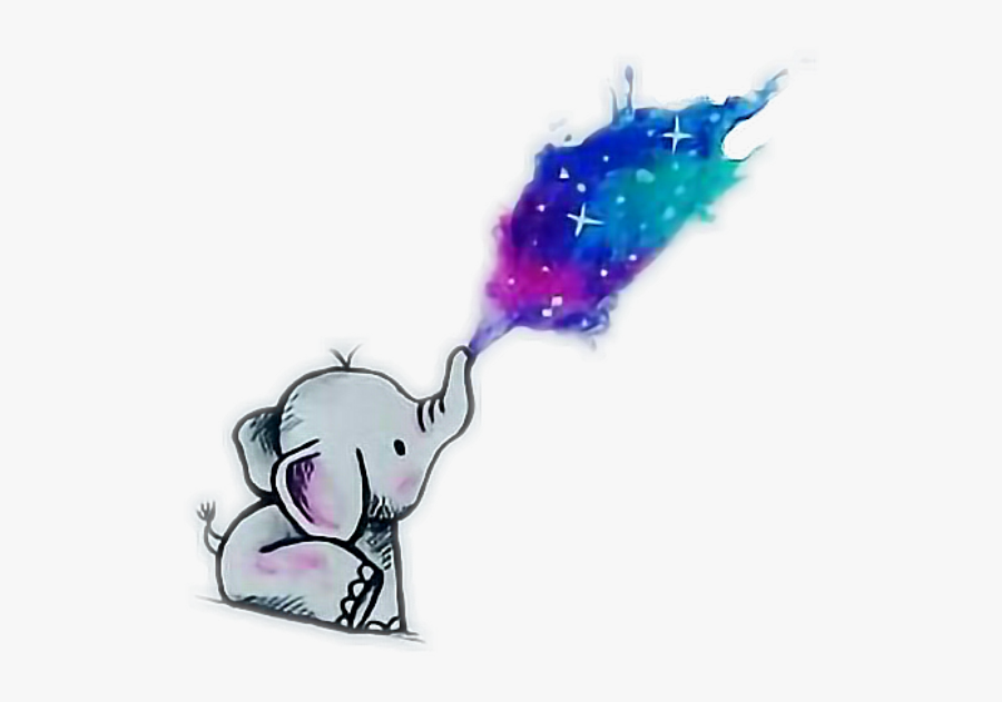 #elephant #cute #kawaii #anime #galaxy #purple #blue - Cute Kawaii Elephant, Transparent Clipart