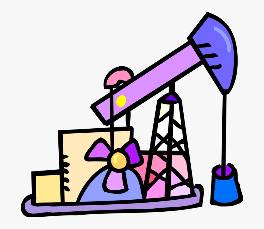 Vector Illustration Of Petroleum Industry Oil Well - Fossil Fuels Cartoon Png, Transparent Clipart
