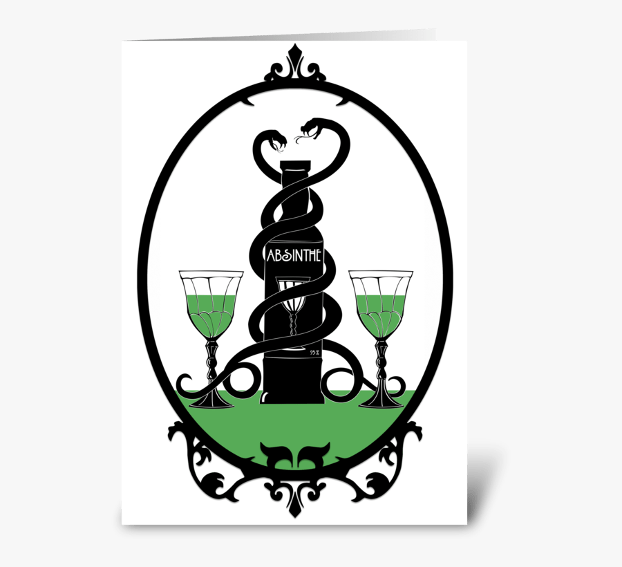 Absinthe Greeting Card - Oval Frame, Transparent Clipart