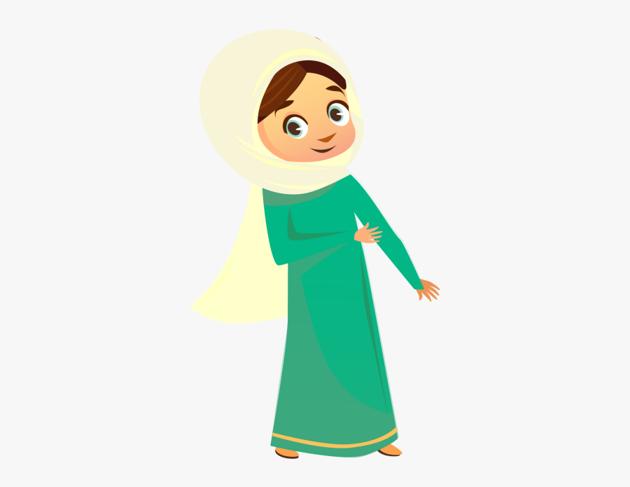 Muslim Girl Character Eid - Cartoon Muslim Girl Characters, Transparent Clipart