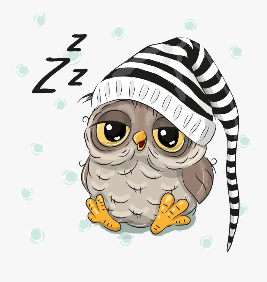 Owl Cap Royalty Free With Cartoon Hand Painted Clipart - Mensagens De Boa Noite Com Corujas, Transparent Clipart