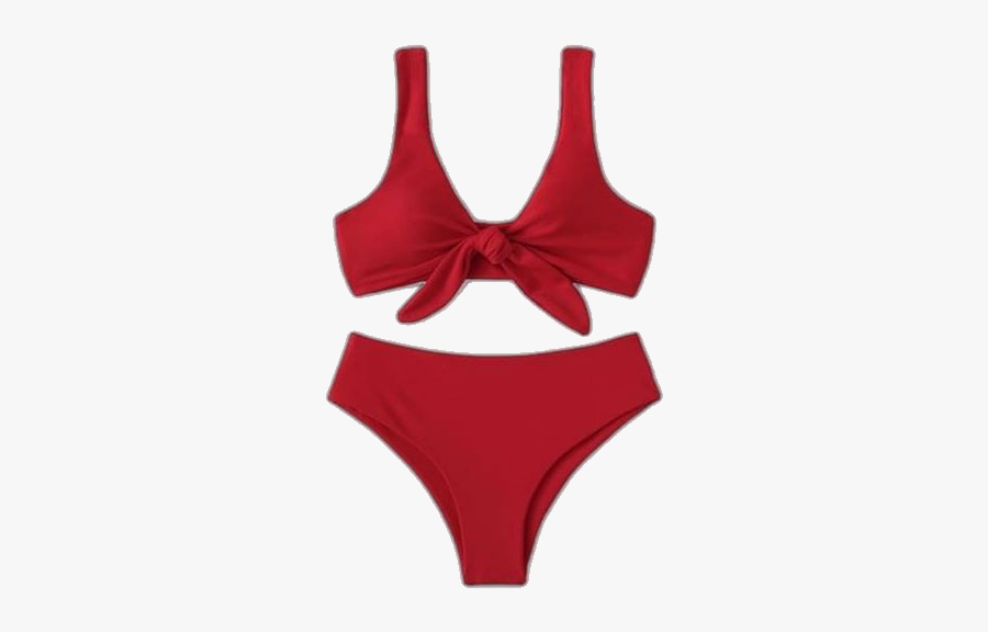 #swim #swimming #swimsuit #summer #red #bikini #aesthetic - Traje De Baño Con Nudo Al Frente, Transparent Clipart