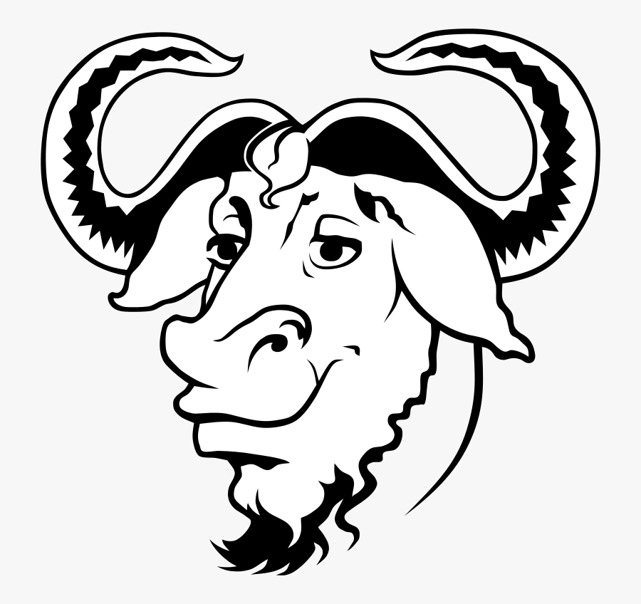 Heckert Gnu Left White - Gnu Logo Png, Transparent Clipart