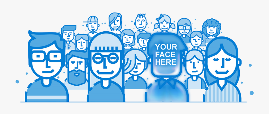 Graphic Of People With Your Face Here Superimposed, Transparent Clipart