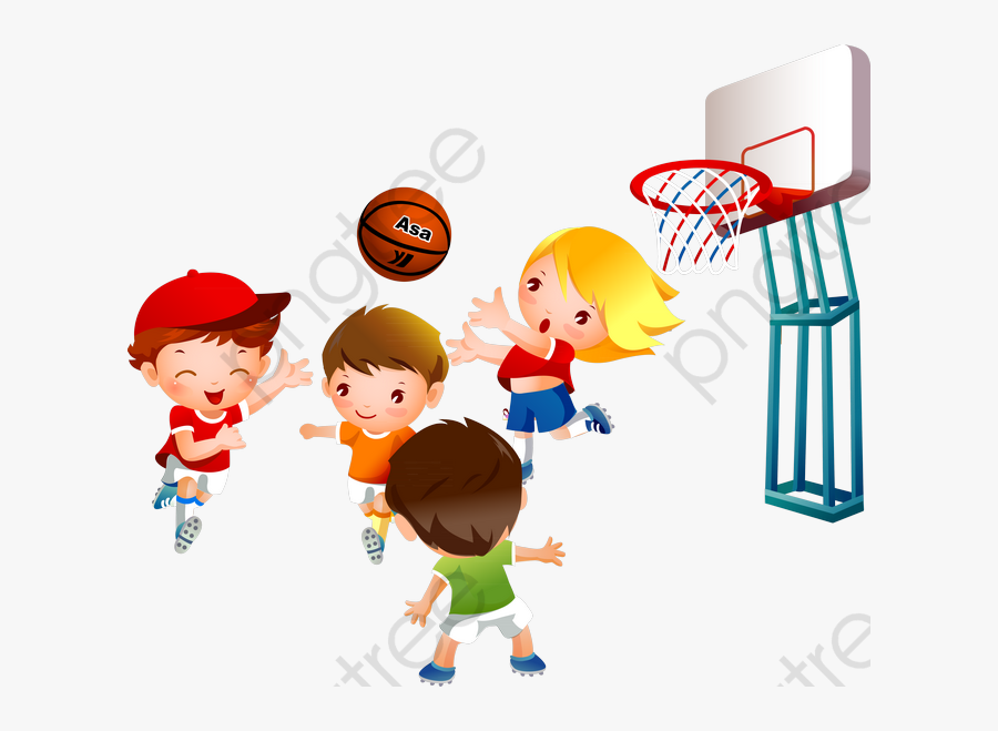 Transparent Clipart Of Basketball - Kids Playing Basketball Clip Art, Transparent Clipart