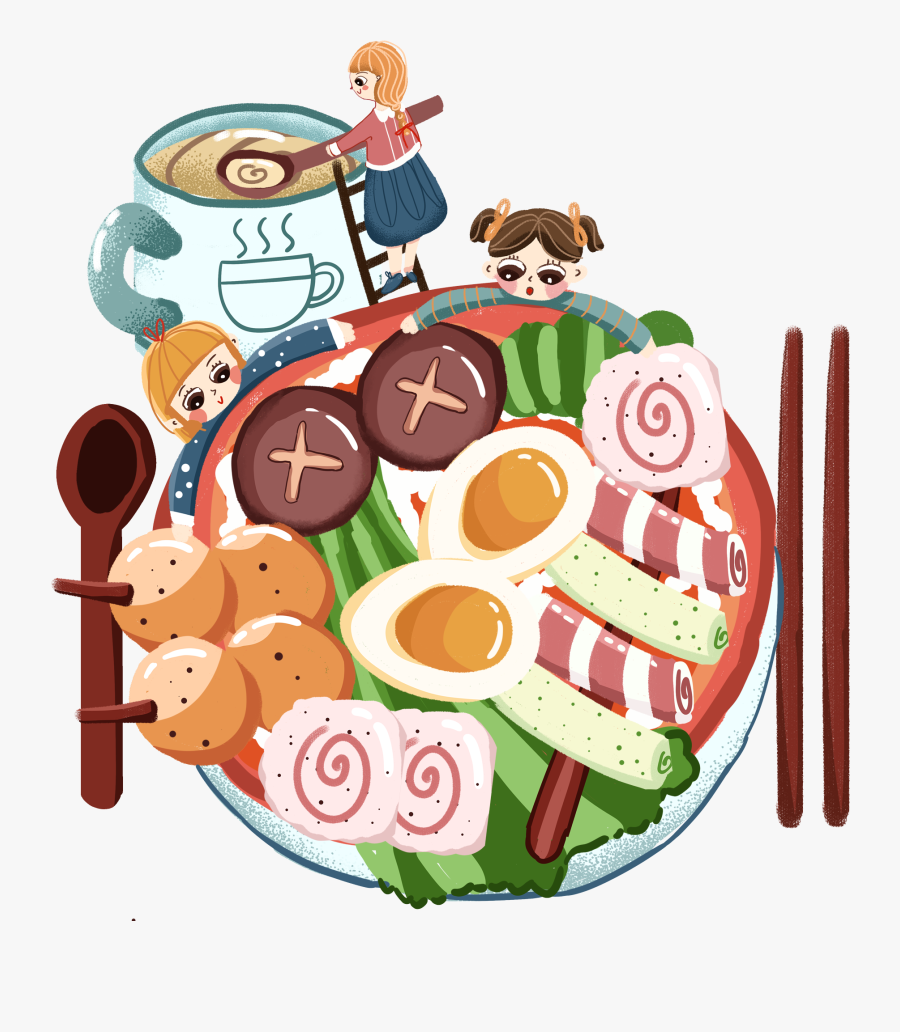 Food Fight Illustration Hand Painted Png And Psd - รูป การ์ตูน ชา บู, Transparent Clipart