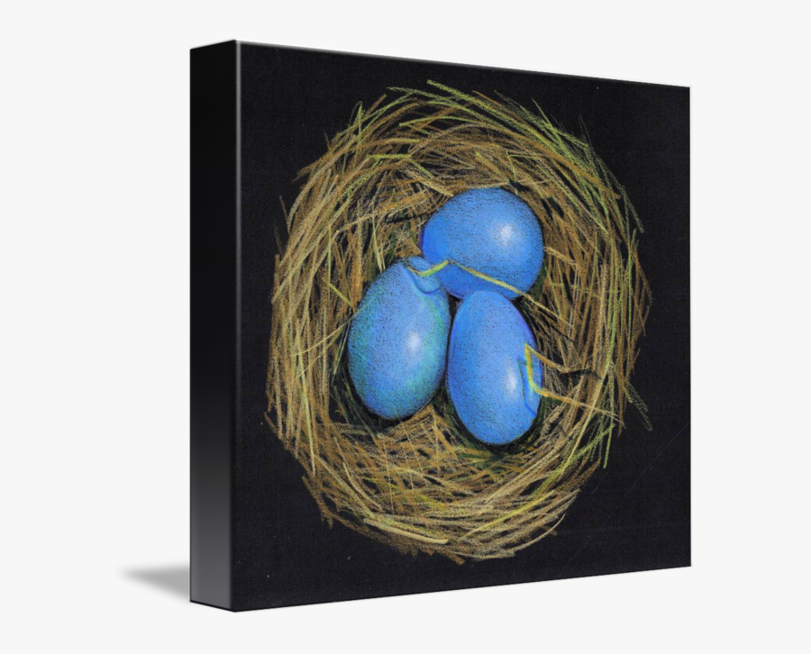 Blue Eggs In Nest - Colored Pencil Drawing On Dark Paper, Transparent Clipart