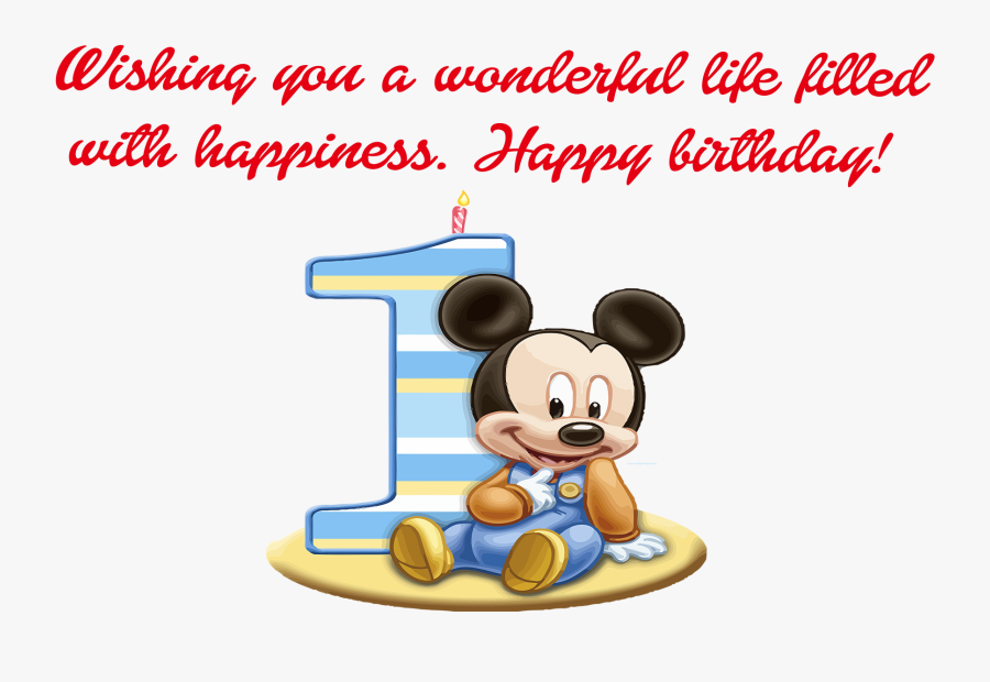 1st Birthday Wishes Png Free Images - Birthday Background Mickey Mouse, Transparent Clipart