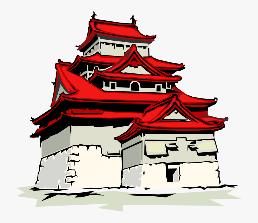 Vector Illustration Of Japanese Pagoda Temple Or Sacred - Pagoda, Transparent Clipart