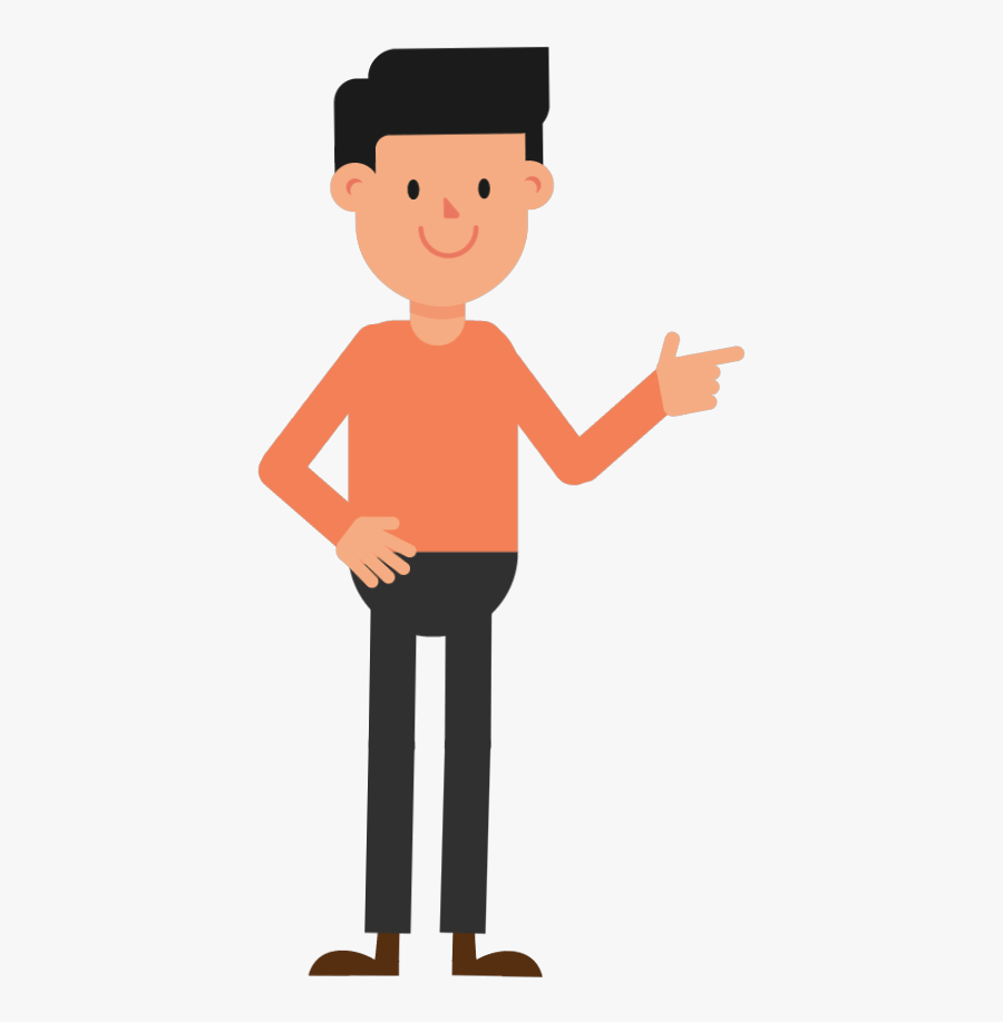 Man Pointing To The Right - Cartoon Man Waving Png, Transparent Clipart