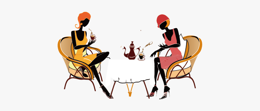 Sandwich Clipart Cafeteria - Women Drinking Tea Clipart, Transparent Clipart
