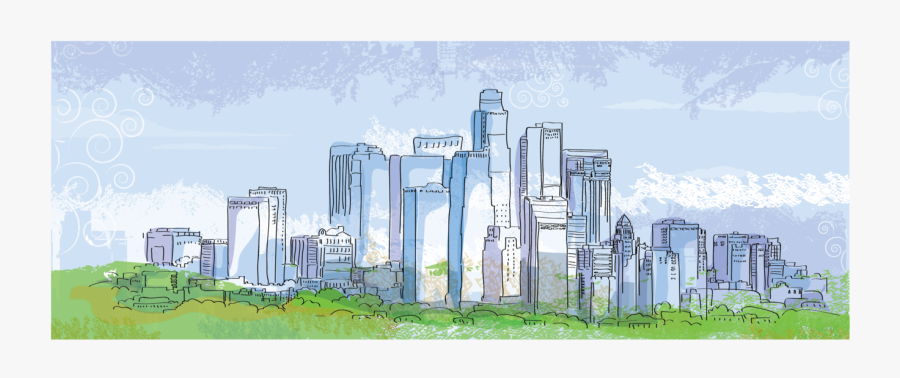 Los Angeles Landscape Drawing, Transparent Clipart