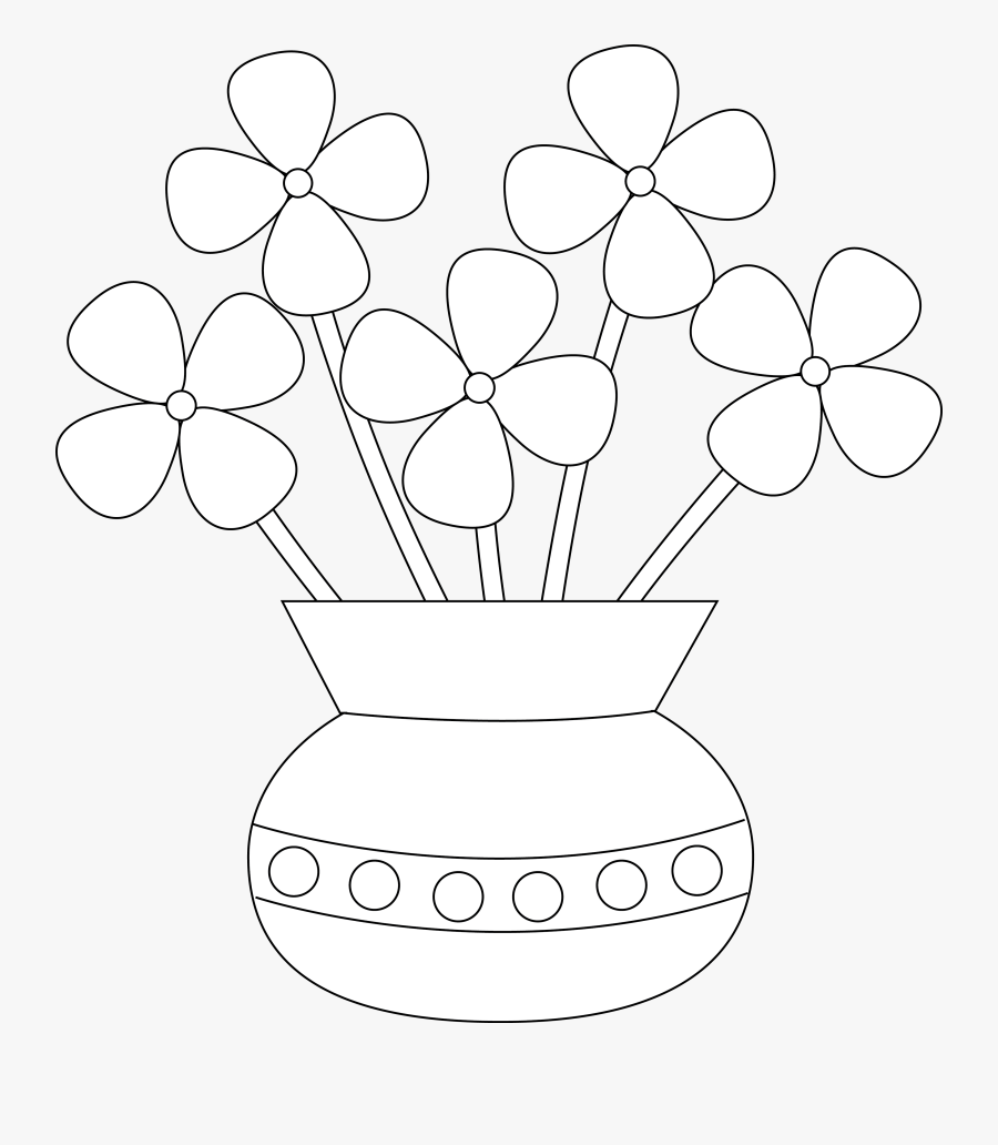 Banner Freeuse Library Flower Vase Clipart Black And - Easy Flower Vase Drawing, Transparent Clipart