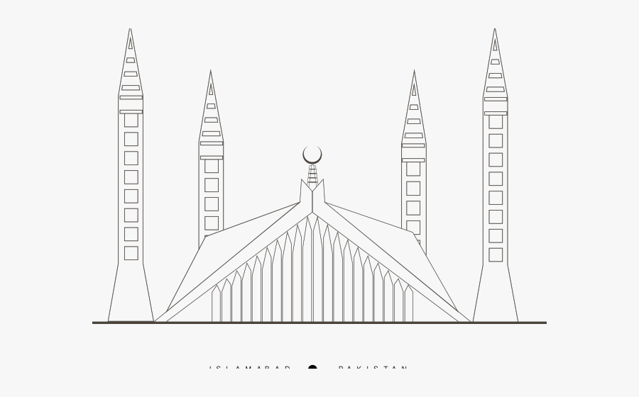 Drawn Mosque Masjid - Faisal Mosque Islamabad Png, Transparent Clipart