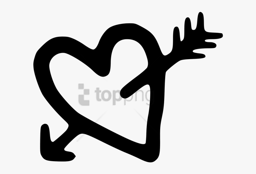 Free Png Download Heart And Arrow Drawing Png Images - Png Heart Black And White With Arrow, Transparent Clipart