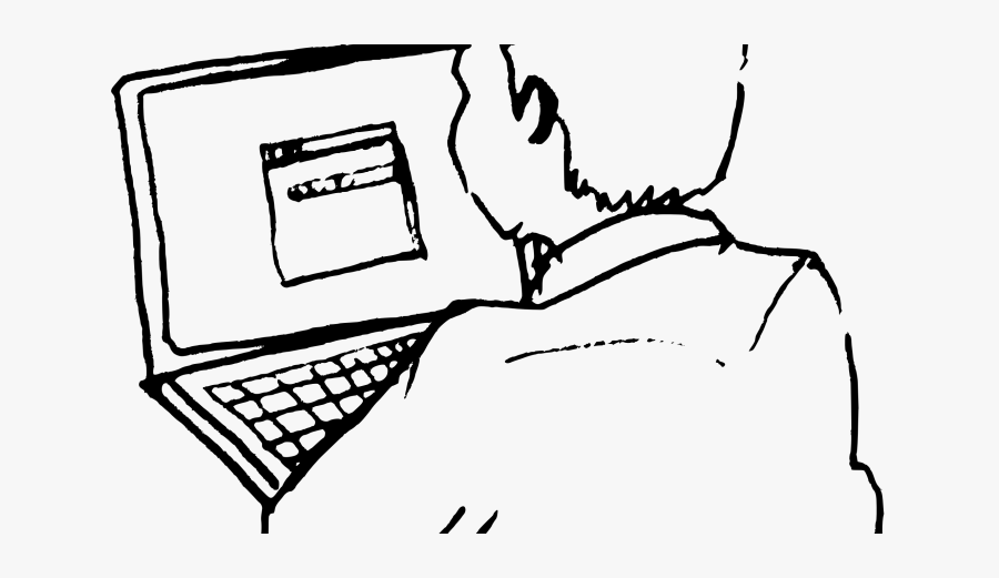 Person On Computer Drawing, Transparent Clipart