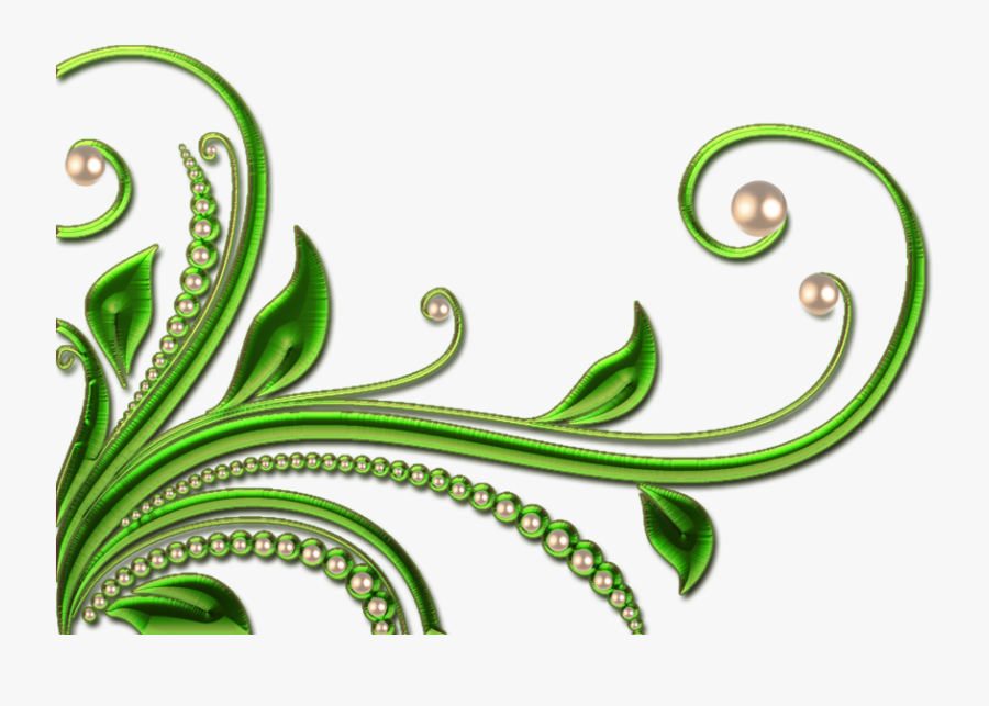 Leaves And Pearls Png By Melissa Tm Ⓒ - Design Border Green Background, Transparent Clipart
