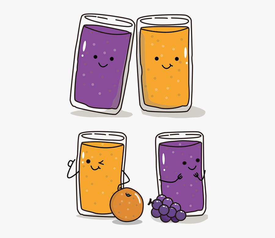 Cuteness, Cup, Grape, Orange, Fruit Juice, Cartoon - Gambar Jus Buah ...