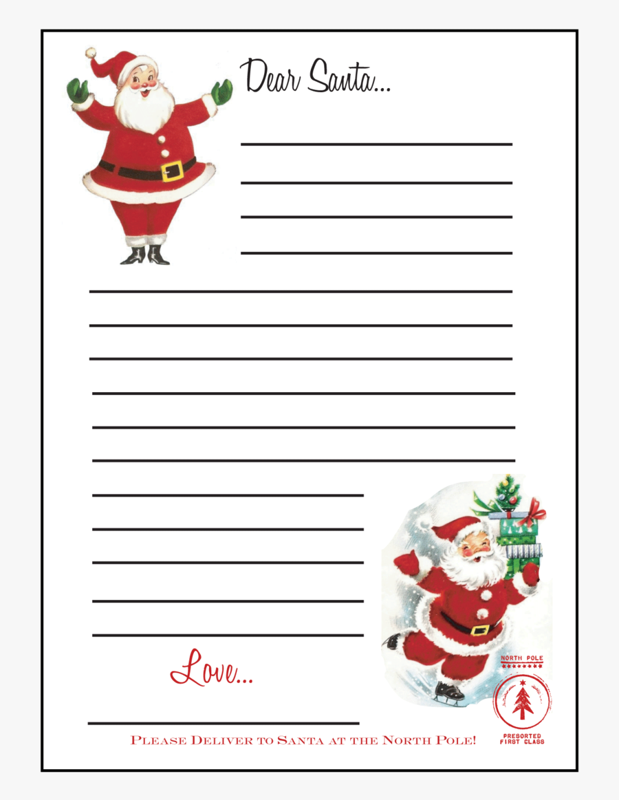 Clip Art Santa Stationery - Lettre Pere Noel, Transparent Clipart