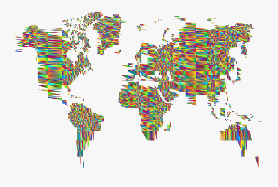World Map Detailed Mesh Minus Ocean - World Map Mono Color, Transparent Clipart