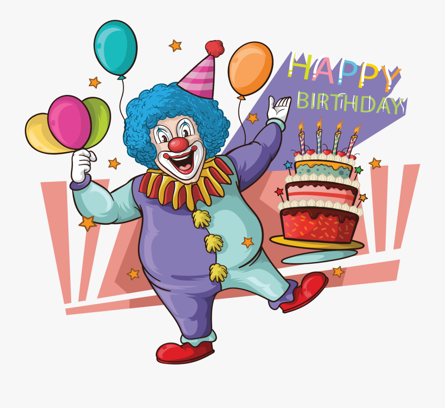 Birthday Cake Clown Happy - 生日 派對 插畫, Transparent Clipart