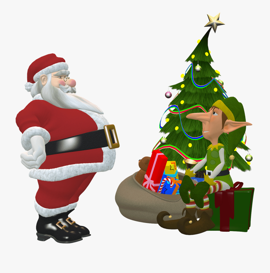 Santa Elf Christmas Tree, Transparent Clipart