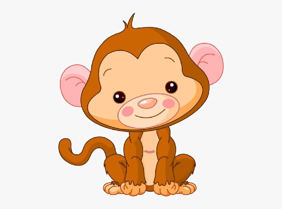 Cute Baby Monkey Clipart - Cute Cartoon Zoo Animal, Transparent Clipart