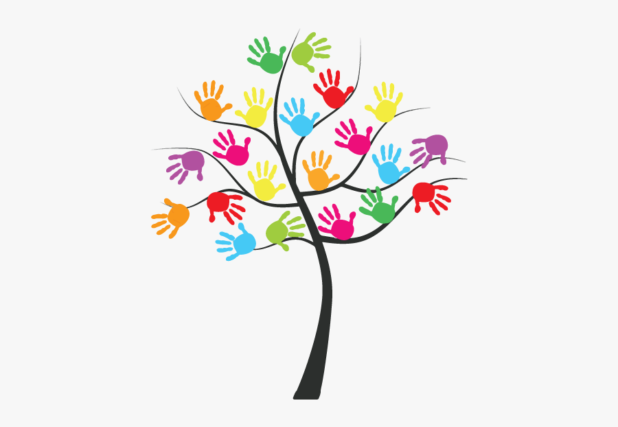 Daycare Clipart Departure - Hand Prints Tree, Transparent Clipart