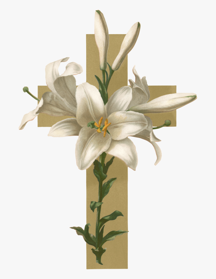 Easter Lily Christian Cross Flower Funeral Clip Art - Easter Lilies