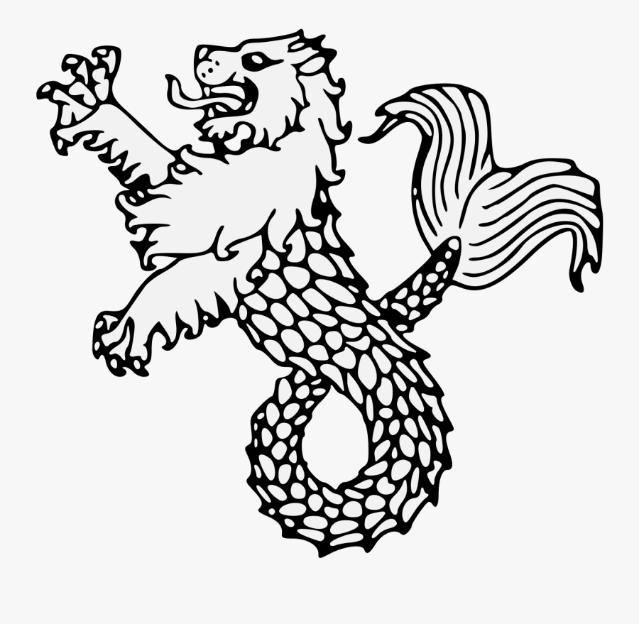 Heraldic Lion Crest Png Clipart Library Library - Drawing Sea Monster Art, Transparent Clipart