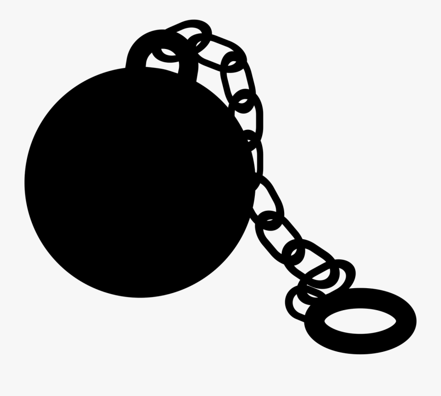 Clip Art,weight Throw,chain,fashion Accessory - Ball And Chain Silhouette, Transparent Clipart