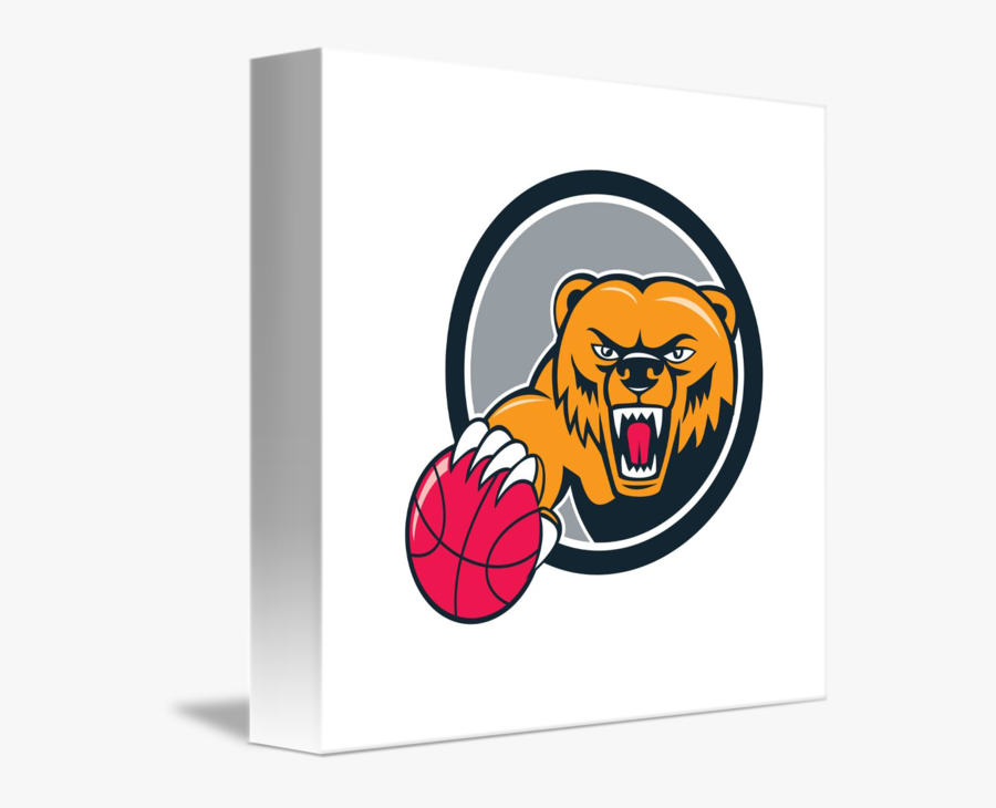 Grizzly Bear Angry Head Basketball Cartoon By Aloysius - Bear Head Clipart, Transparent Clipart