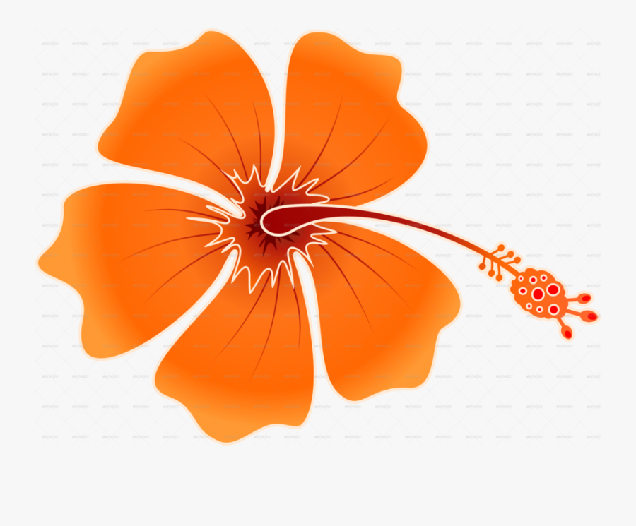 Hibiskis Png Clipart Shoeblackplant Roselle - Orange Hawaiian Flower Png, Transparent Clipart