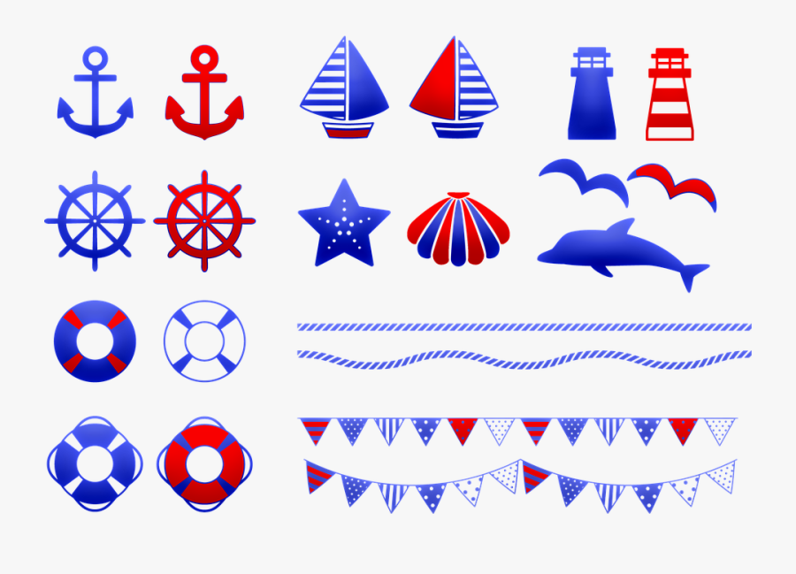 Nautical Clip Art, Nautical Banner, Bunting, Sailboat - Clip Art, Transparent Clipart