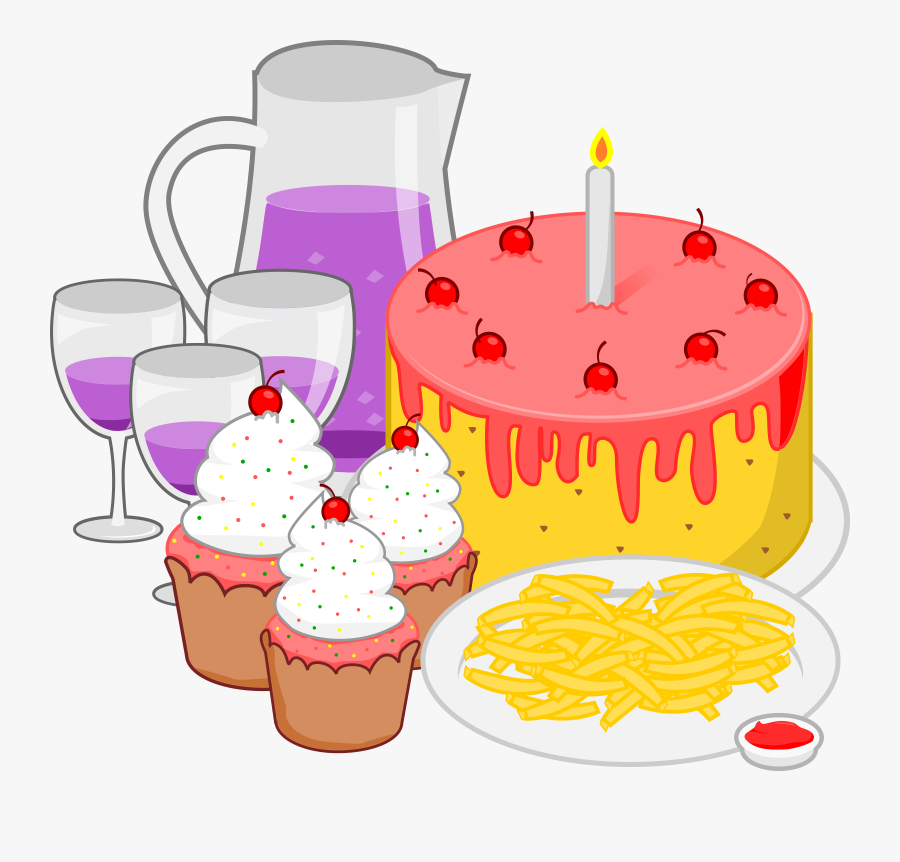 Foods Clipart Birthday - Birthday Party Food Clipart, Transparent Clipart