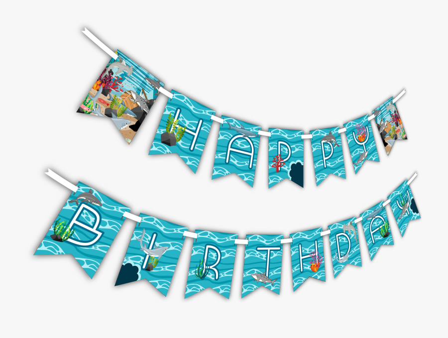Shark "happy Birthday - Banner, Transparent Clipart