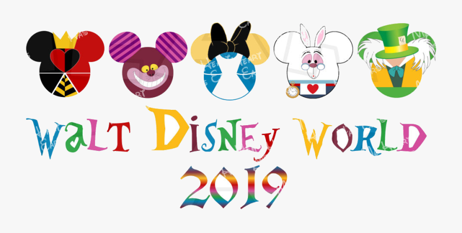 Disney World Walt Alice In Wonderland Mickey Heads - Alice In Wonderland Mickey Head, Transparent Clipart