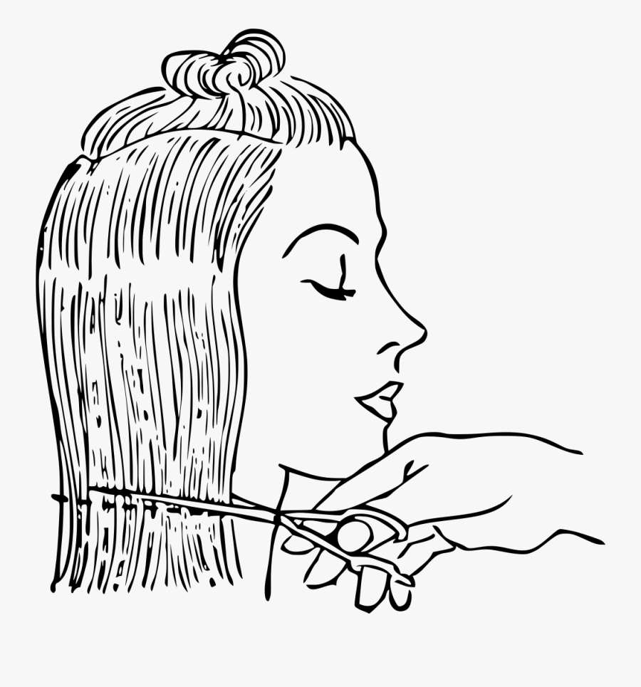 Free Vector Cutting Woman S Hair Clip Art - Cut Hair Clipart Black And White, Transparent Clipart