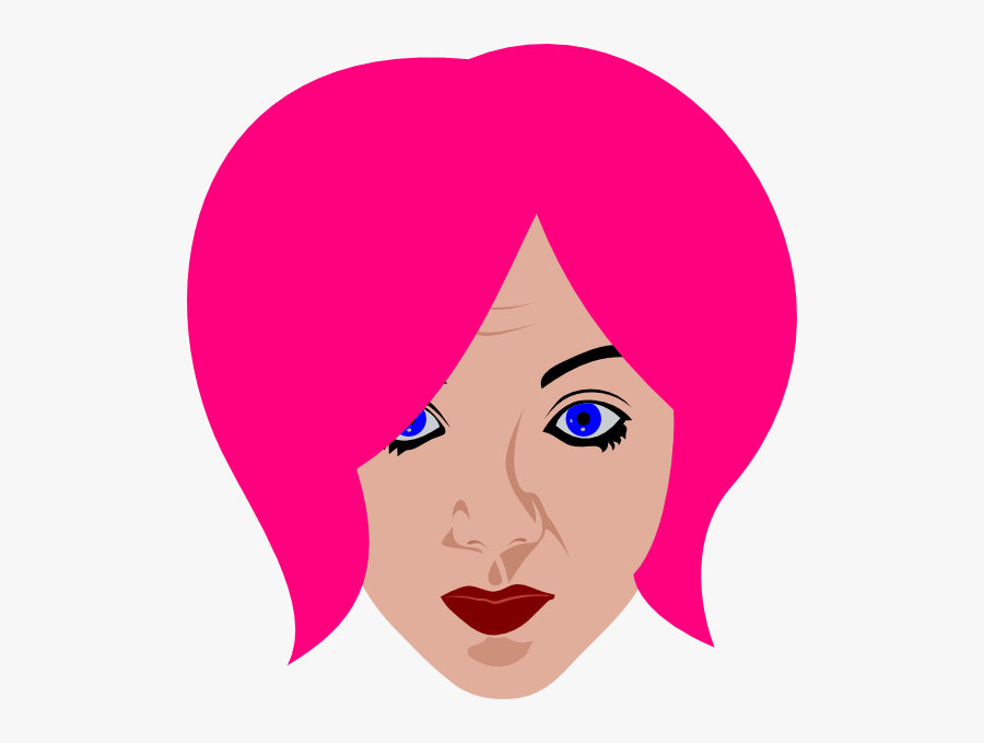 Pink Haired Woman Clip Art At Clker - Pink Wig Clip Art, Transparent Clipart