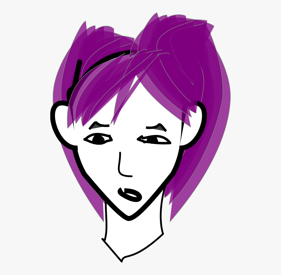 Girl With Purple Hair - Purple Hair Clipart, Transparent Clipart